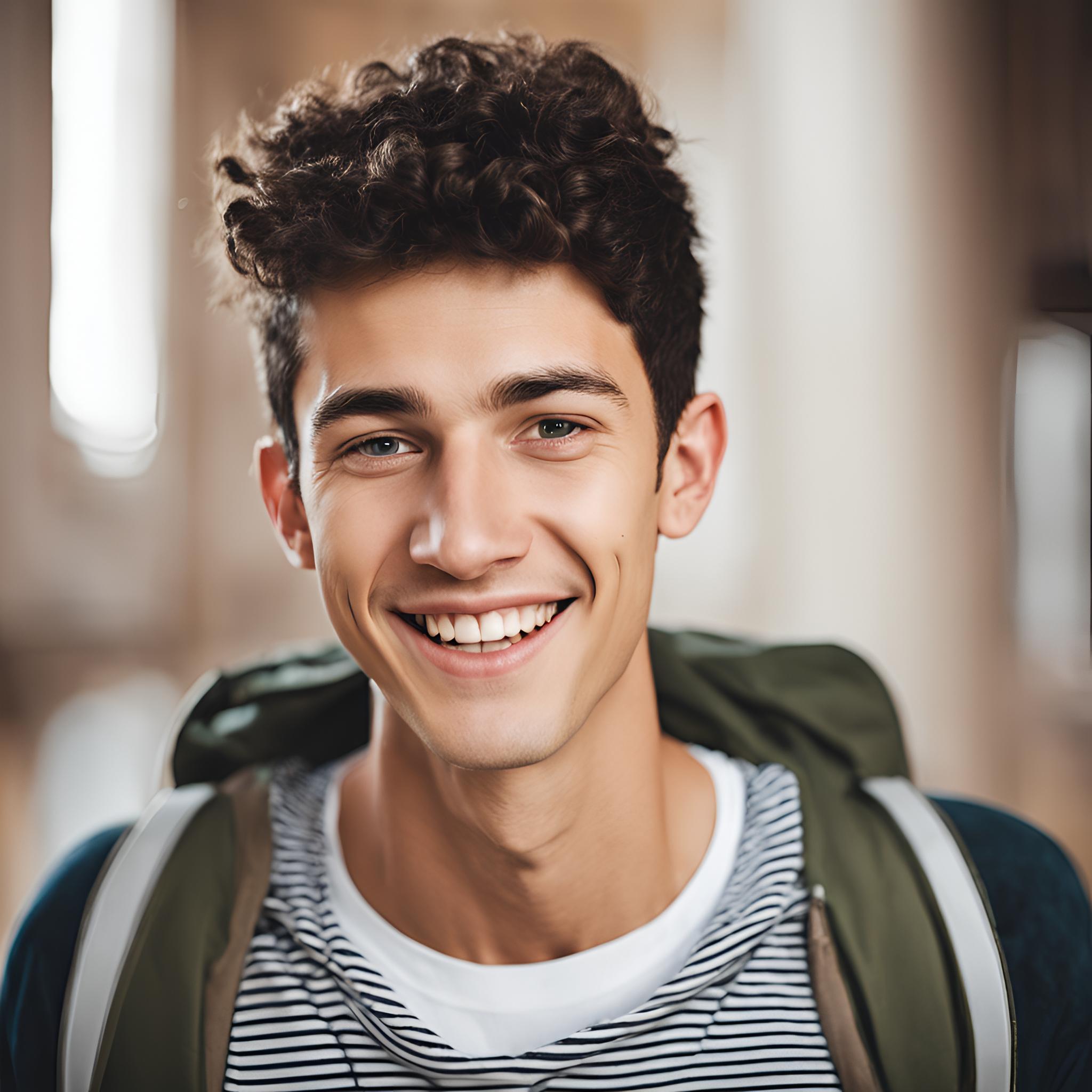 image of young guy in university smilling